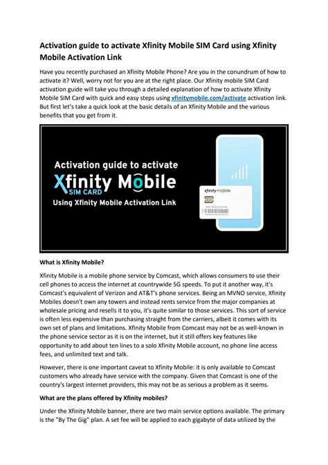 xfinitymobile.com activate|xfinity mobile sim activation.